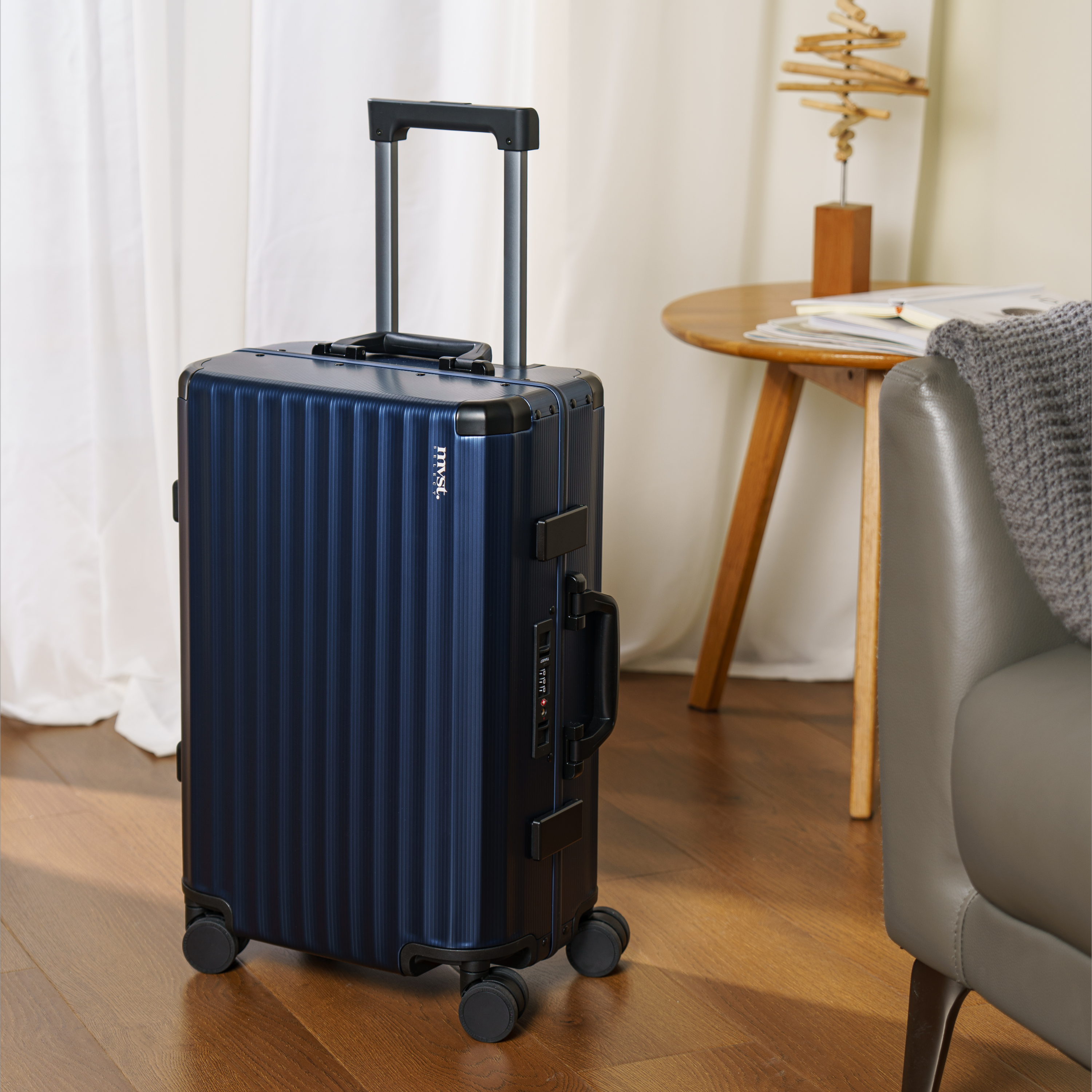 SPACE Aluminum Suitcase Navy Trendportss